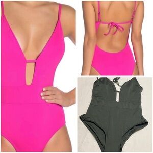 NEW Becca swim one piece size M olive green